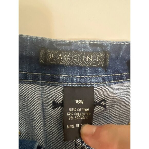 Baccini Sz 16W Medium Wash Denim Jean Miniskirt Boho - Picture 8 of 8